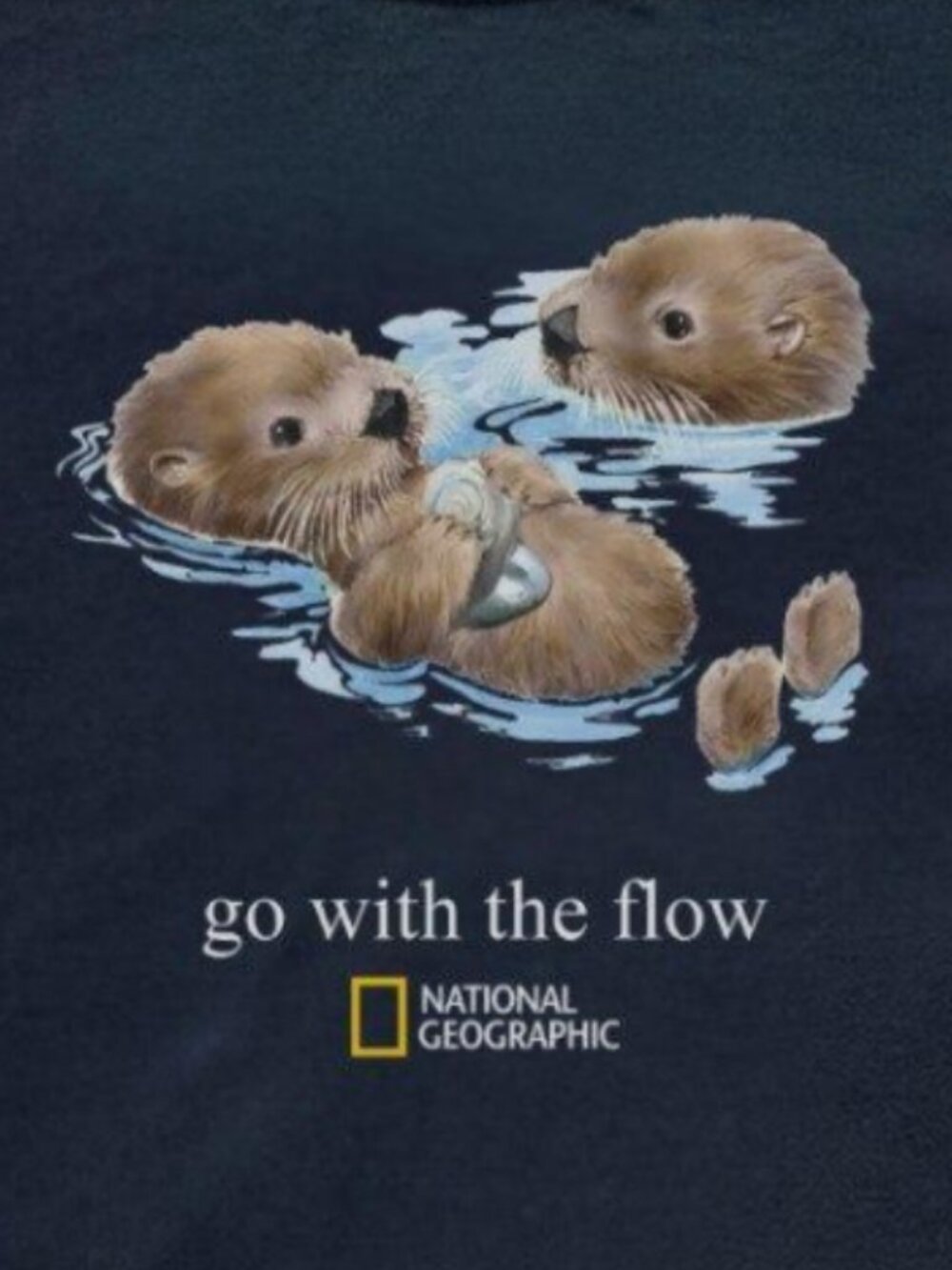 Vintage National Geographic "go with the flow" Otter Graphic T-Shirt Unisex - Picture 2 of 2